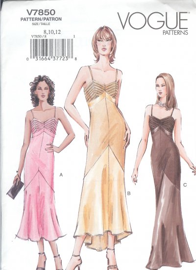 V7850 Vogue Pattern Dress Misses/Miss Petite Size 14, 16, 18
