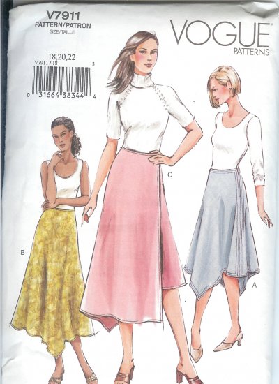 V7911 Vogue Pattern Skirt Misses Size 18, 20, 22