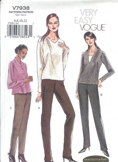 V7938 Vogue Pattern VERY EASY Pants Misses Size 14,16,18,20