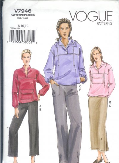 V7946 Vogue Pattern Top, Skirt, Pants Misses Size 14, 16, 18