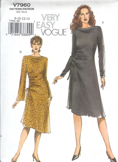 V7960 Vogue Pattern VERY EASY Dress Misses Size 8-14