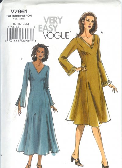V7961 Vogue Pattern VERY EASY Dress Misses/Miss Petite Size 8-10-12-14