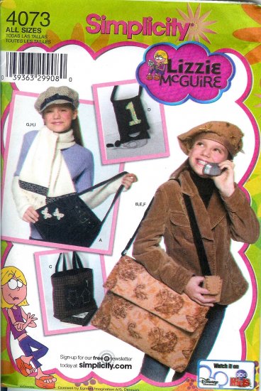 S4073 Simplicity LIZZIE McGUIRE Hat in 3 Sizes & Accessories Childs ALL SIZES