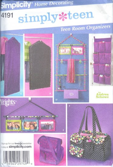 S4191 Simplicity SIMPLY TEEN Teen Room Organizers