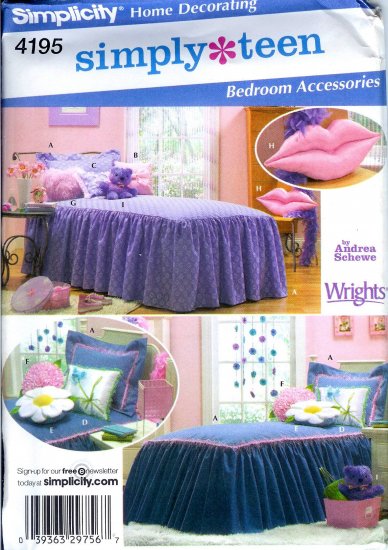 S4195 Simplicity Pattern SIMPLY TEEN Bedroom Accessories