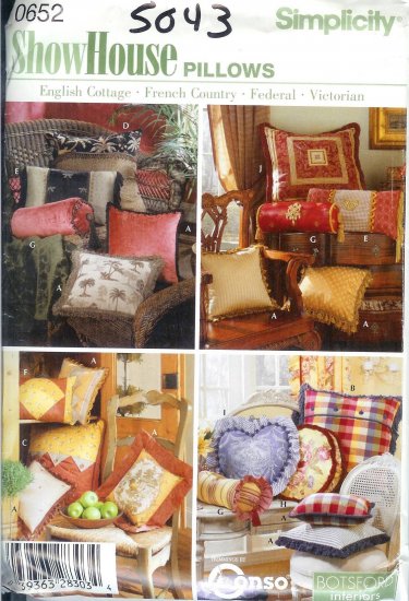 S5043 Simplicity SHOW HOUSE Pillows 4 Different Styles See Description