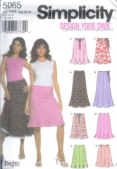 S5065 Simplicity DESIGN YOUR OWN 8 LOOKS Skirt Misses/Miss Petite Size HH 6,8,10,12