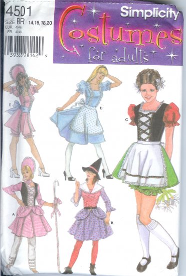 S4501 Simplicity Pattern Costumes for Adults Misses Size RR 14,16,18,20