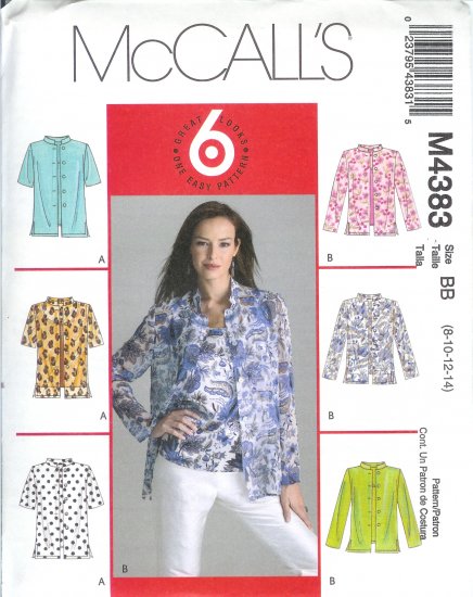 M4383 McCalls Pattern 6 LOOKS 1 EASY PATTERN Shirts & Top Misses/Miss Petite Size FF 16,18,20,22