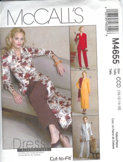 M4655 McCalls DRESS ALTERNATIVES Jackets,Dress,Duster,Pants Misses/Miss Petite Size 8,10,12,14