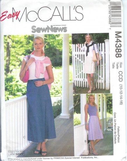 M4388 McCalls Pattern EASY Skorts in 3 lengths Misses Size BB 8-10-12-14