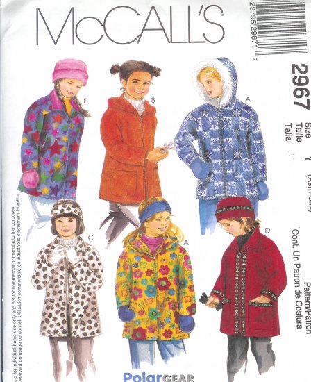 M2967 McCall Pattern POLAR GEAR Jacket, Hat, Headband, Mittens Girls Child Size Y XSmall-Small
