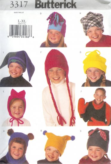B3317 Butterick Pattern Hat Scarf Child/Boys/Girls Size L, XL