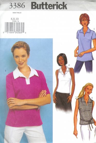 B3386 Butterick Pattern Top Misses/Miss Petite Size 6, 8, 10