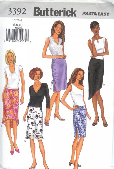 B3392 Butterick FAST EASY Skirt Misses/Miss Petite Size 6, 8, 10