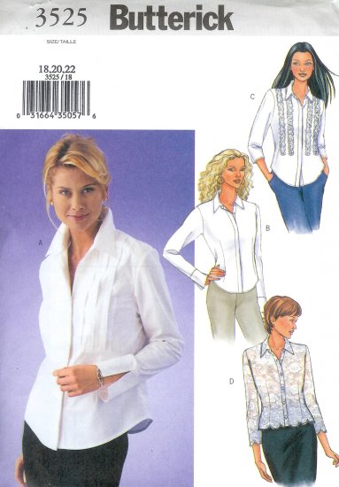 B3525 Butterick Pattern Shirt Misses Size 6, 8, 10