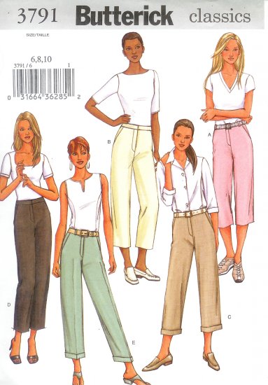 B3791 Butterick Pattern EASY Pants Misses/Miss Petite Size 6, 8, 10