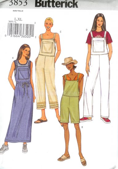 B3853 Butterick Pattern EASY Jumper, Overalls Misses/Miss Petite Size XS, S, M