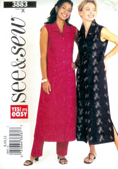 B3883 Butterick Pattern EASY SEE & SEW Dress, Pants Misses/Miss Petite Size 20, 22, 24
