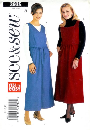 B3935 Butterick Pattern EASY SEE & SEW Jumper Misses/Miss Petite Size 20, 22, 24