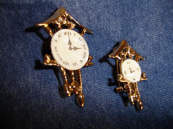 Set of COO COO Clock brooches