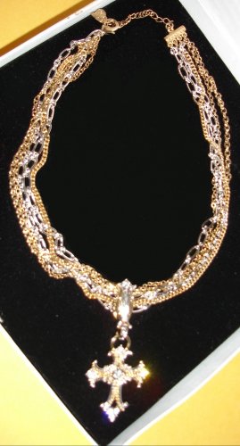 Very decorative CROSS necklace with combo of 5 chains