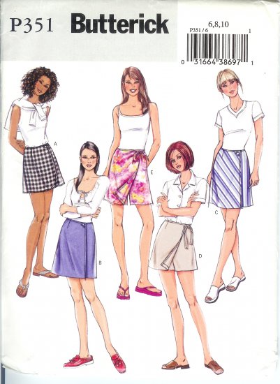 BP351 Butterick Pattern EASY PETITE Skirts and Skorts Misses Size 6,8,10