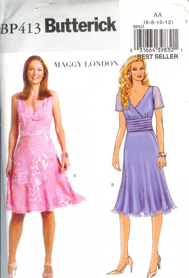 BP413 Butterick Pattern MAGGY LONDON EASY Dress Misses/Miss Petite Size EE 14-16-18-20