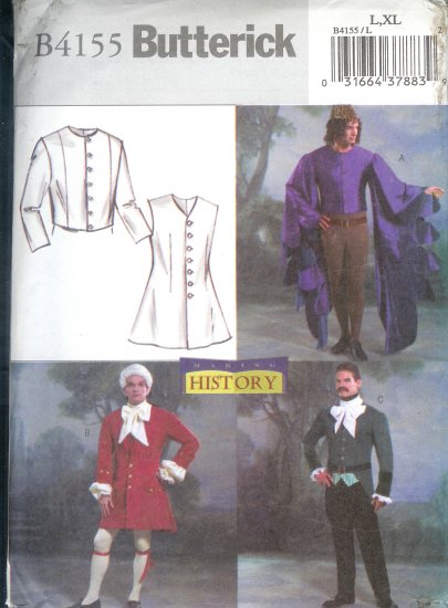 B4155 Butterick Pattern HISTORY Costumes Mens Size L, XL