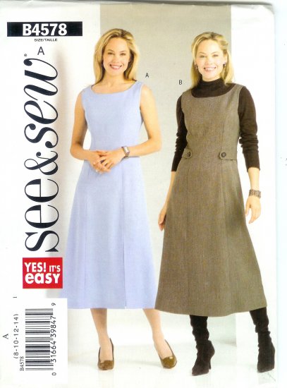B4578 Butterick Pattern EASY SEE&SEW Dress Misses/Miss Petite Size A 8-14
