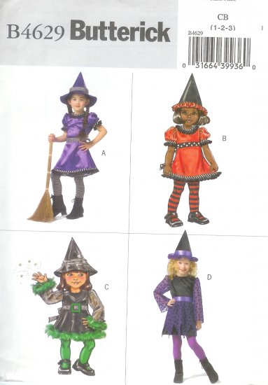 B4629 Butterick Pattern EASY Witch Costumes Todd/Child Size CB 1-2-3