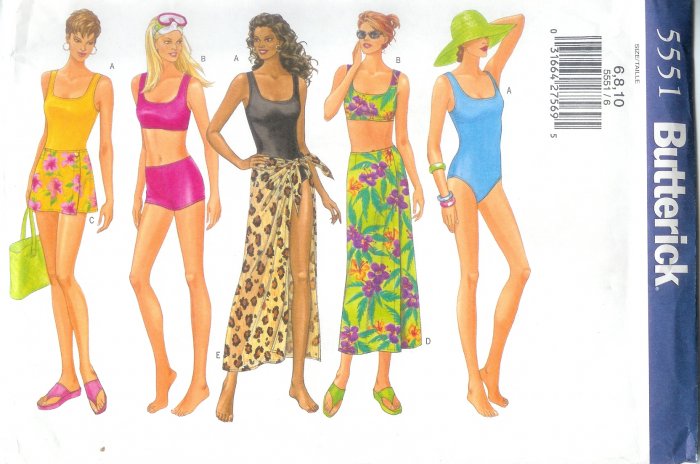 B5551 Butterick Pattern EASY Swimsuit & Cover up Misses Size 18,20,22