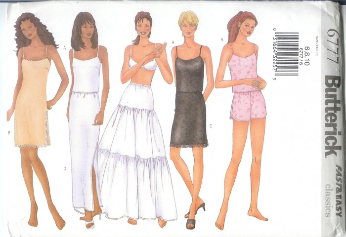 B6777 Butterick FAST&EASY Camisole,Slip,Half-Slip,Shorts,Petticoat Misses/Miss Petite Size 12-16