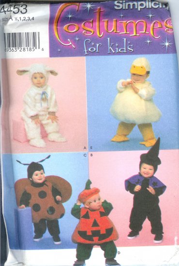 S4453 Simplicity Pattern COSTUMES FOR KIDS Unisex Toddlers Size A 1/2, 1, 2, 3, 4