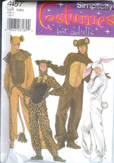 S4457 Simplicity Pattern COSTUMES FOR ADULTS Size A S, M, L