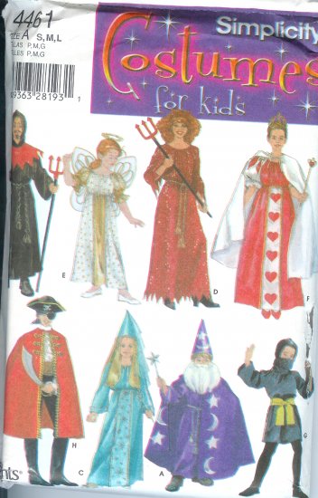 S4461 Simplicity Pattern COSTUMES FOR KIDS Unisex Size A S, M, L
