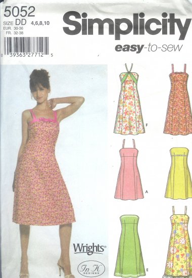 S5052 Simplicity EASY TO SEW Dress in Lengths with trim variations Misses/Miss Petite Size 4-10
