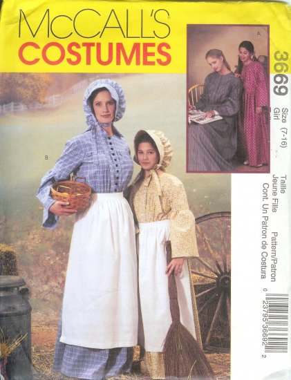 M3669 McCalls Pattern Prairie Costumes Girls/Misses Size 8 - 22