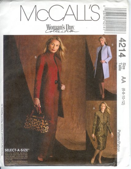 M4214 McCalls Pattern WOMANS DAY Lined Jacket, Pants, Skirt Misses/Miss Petite Size AA 6-8-10-12