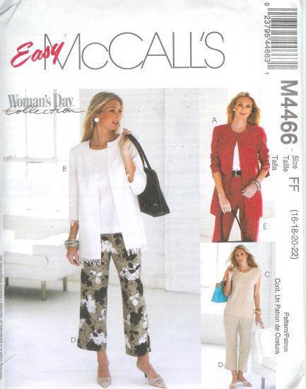 M4466 McCalls Pattern EASY WOMANS DAY Cardigan, Top, Pants Misses Size BB 8-10-12-14