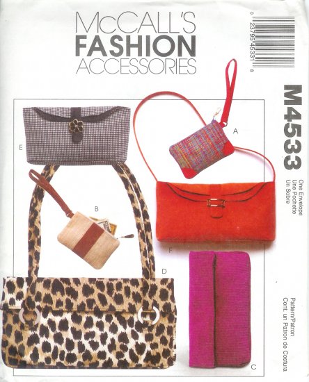 M4533 McCalls Pattern FASHION ACCESSORIES Handbags