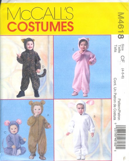 M4618 McCalls Pattern COSTUMES Toddler/Child Size CF 4-5-6