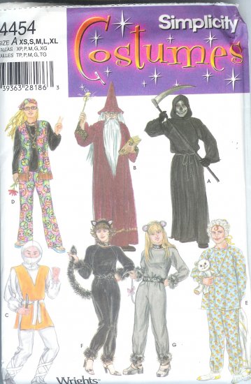 S4454 Simplicity Pattern Costumes Misses/Mens/Teens Size A XS,S,M,L,XL