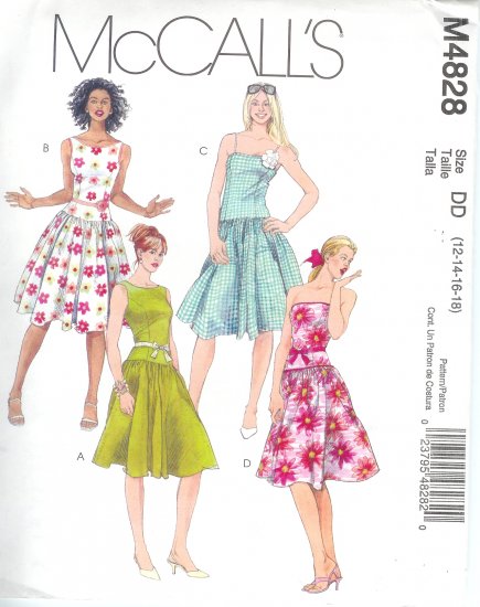 M4828 McCalls Pattern Dresses & Belts Misses/Miss Petite Size AAX 4-6-8-10