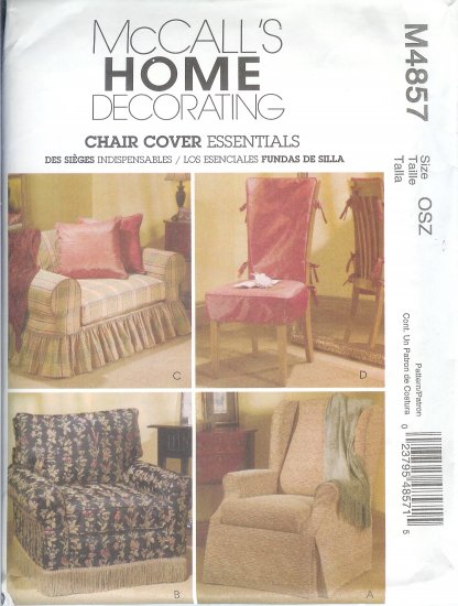 *****SOLD *****M4857 McCalls Pattern "HOME DECORATING" CHAIR COVER ESSENTIALS OSZ