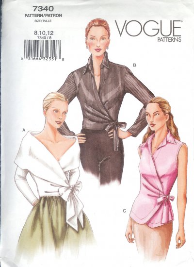 V7340 Vogue Pattern Blouse Misses Size 8,10,12