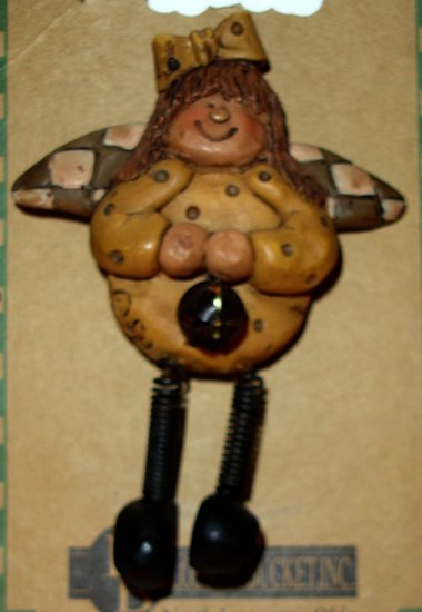 Very Cute "Blossom Bucket Inc." Angel Brooch Signed by Suzi