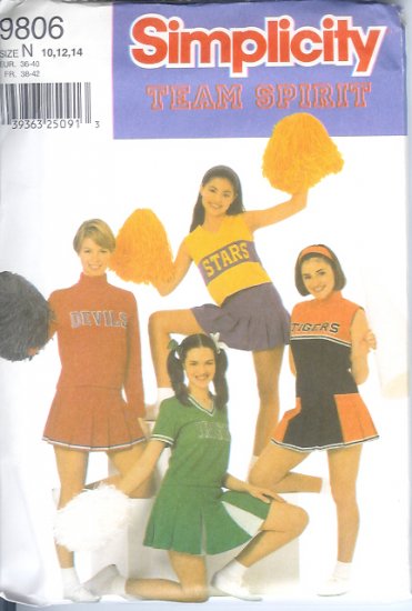 S9806 Simplicity Pattern DESIGN YOUR OWN CHEERLEADER OUTFIT Misses/Miss Petite Size N 10, 12, 14