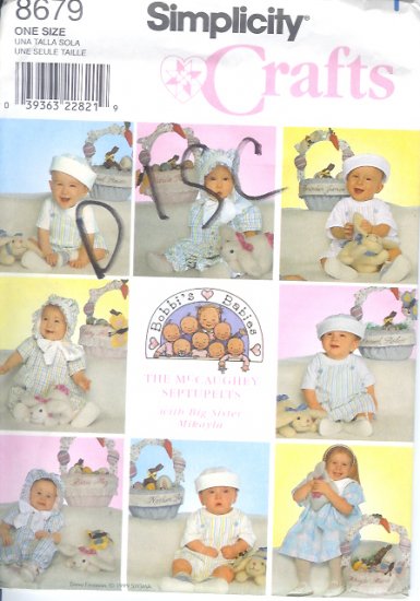 S8679 Simplicity Pattern CRAFTS (BOBBI'S BABIES) Basket, Bunnies, Babies Hats