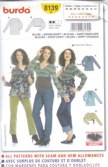 Burda 8139 Pattern MATERNITY Blouse Size 10 -24